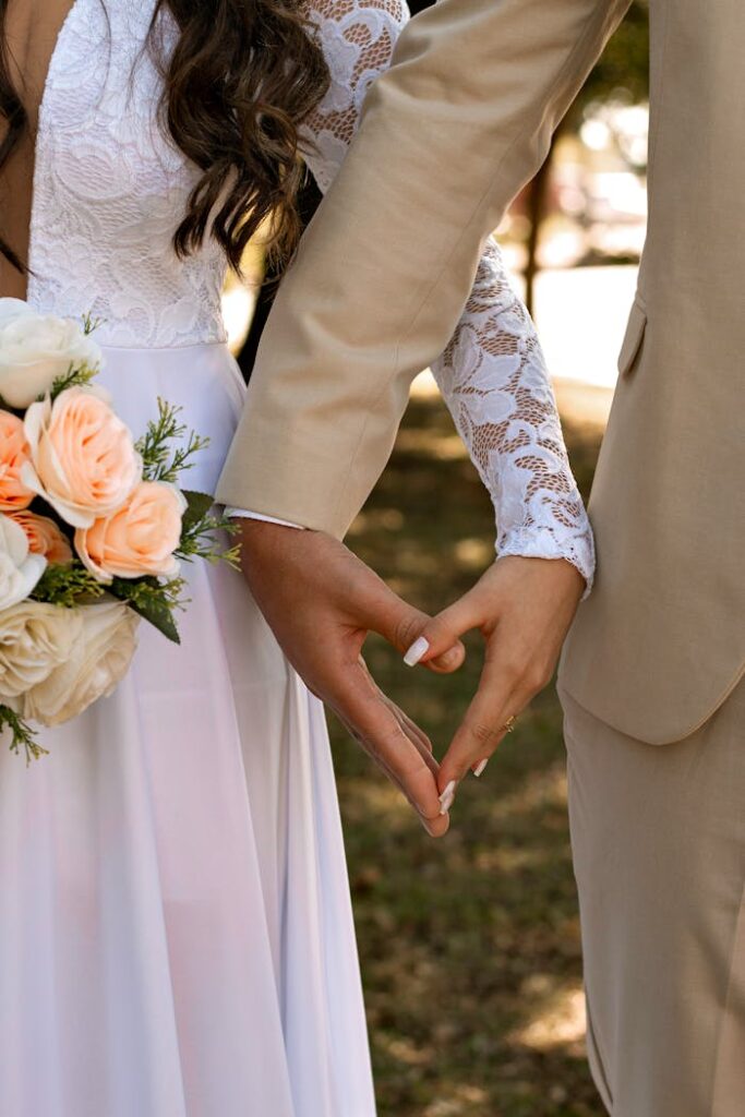 Close-Up View of a Couple Doing a Heart Shaped